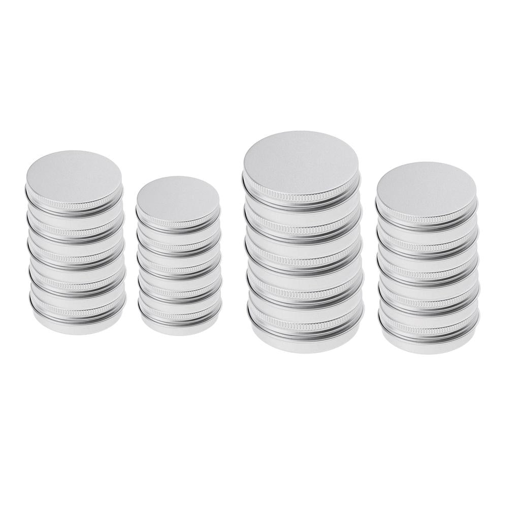 26 Pieces Mixed Size Aluminium Lip Balm Empty Pot Jar Tin Container Box Case