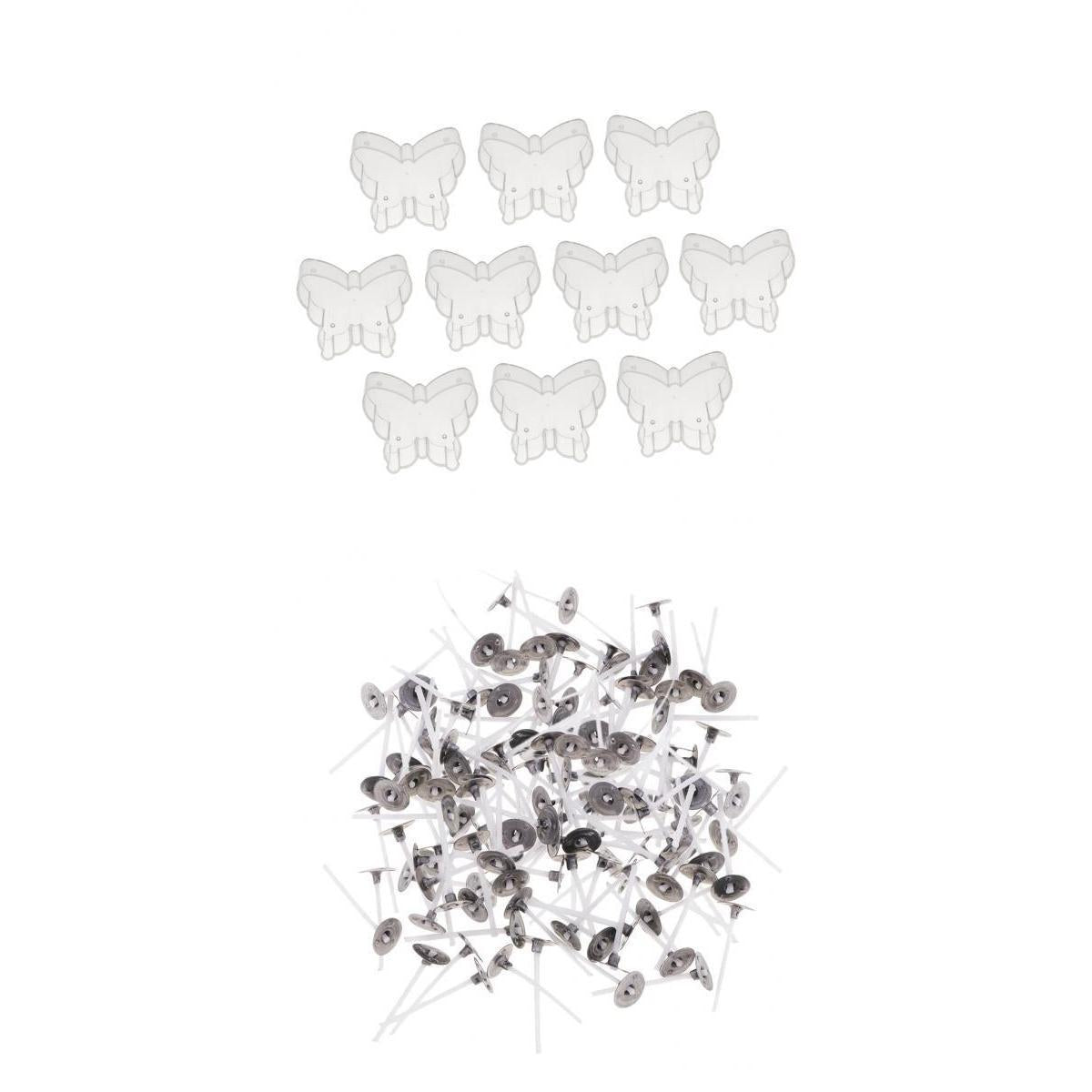 200pcs Pre-waxed Candle Wick and 10pcs Plastic Butterfly Tealight Empty Cup