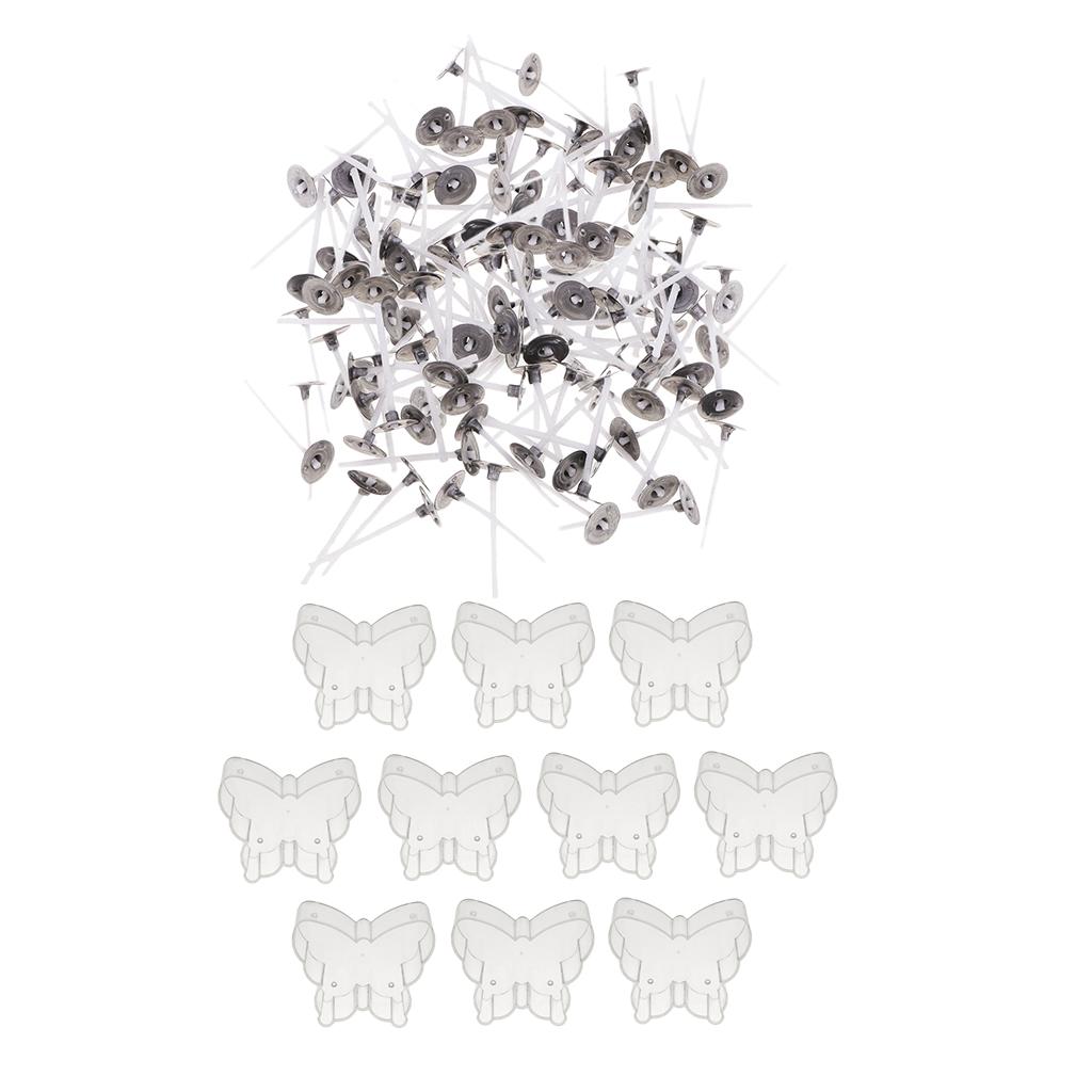 200pcs Pre-waxed Candle Wick and 10pcs Plastic Butterfly Tealight Empty Cup