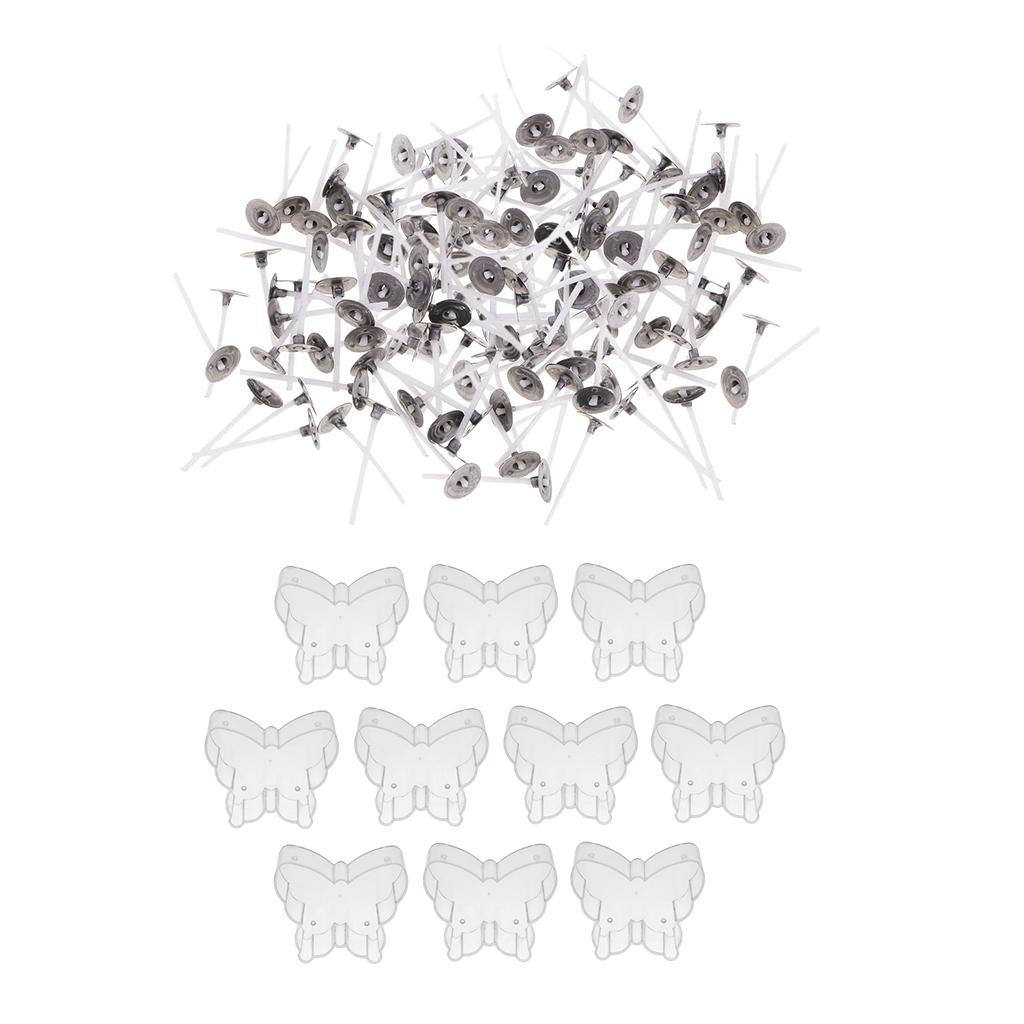 200pcs Pre-waxed Candle Wick and 10pcs Plastic Butterfly Tealight Empty Cup