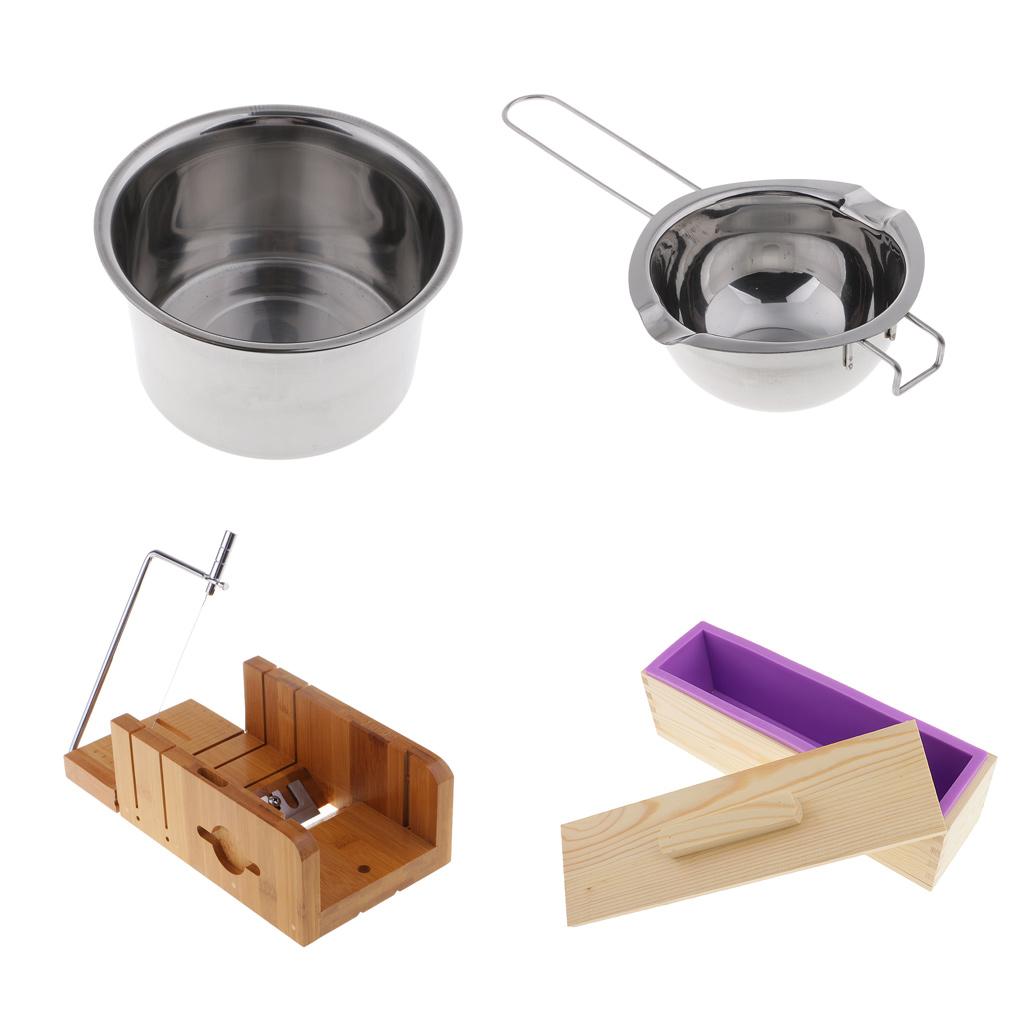 4 Pieces Soap Cutter Soap Making Loaf Mould Soap Melting Pot Double Boiler
