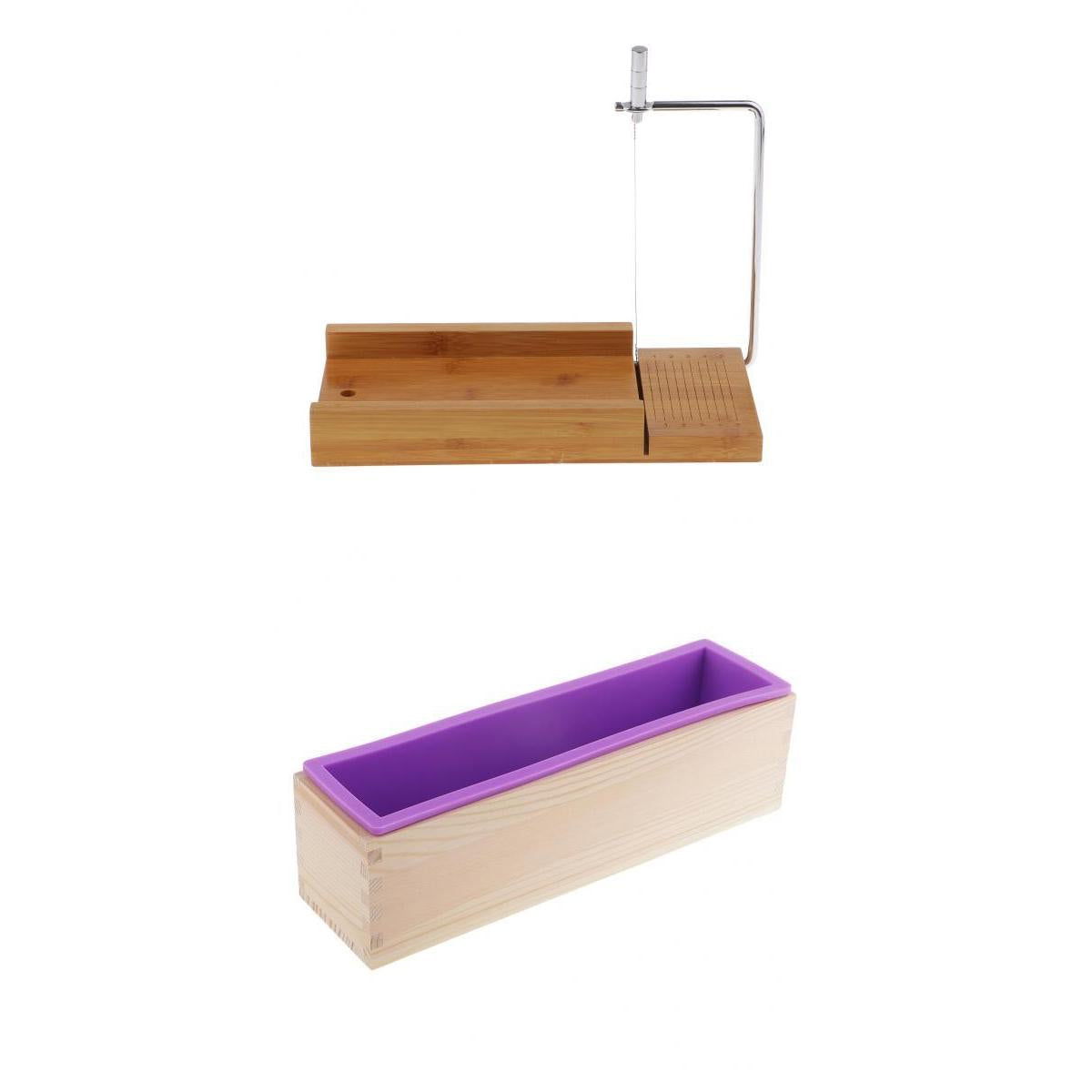 2 Pieces Wooden Soap Cutter with Wire Slicer Silicone Soap Making Loaf Mould