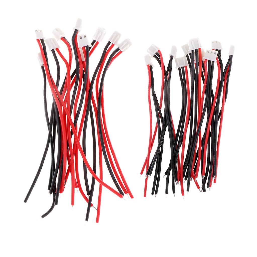 20Pcs 10cm Silicone JST-XH Balance Charge Cable 22AWG for Lipo Battery 1S 2S
