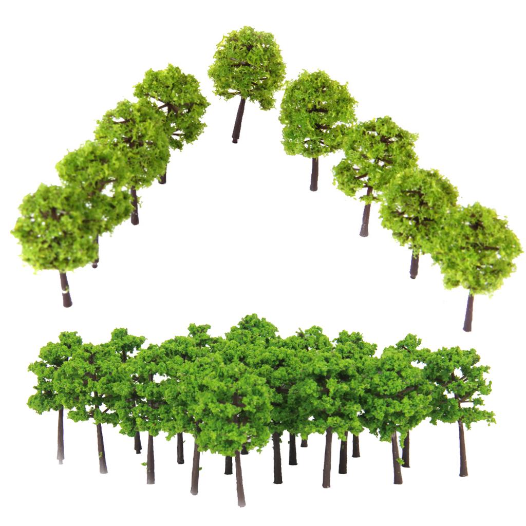 80Piece 1/250 N Scale Green Painted Tree Models for Diorama Architecture DIY