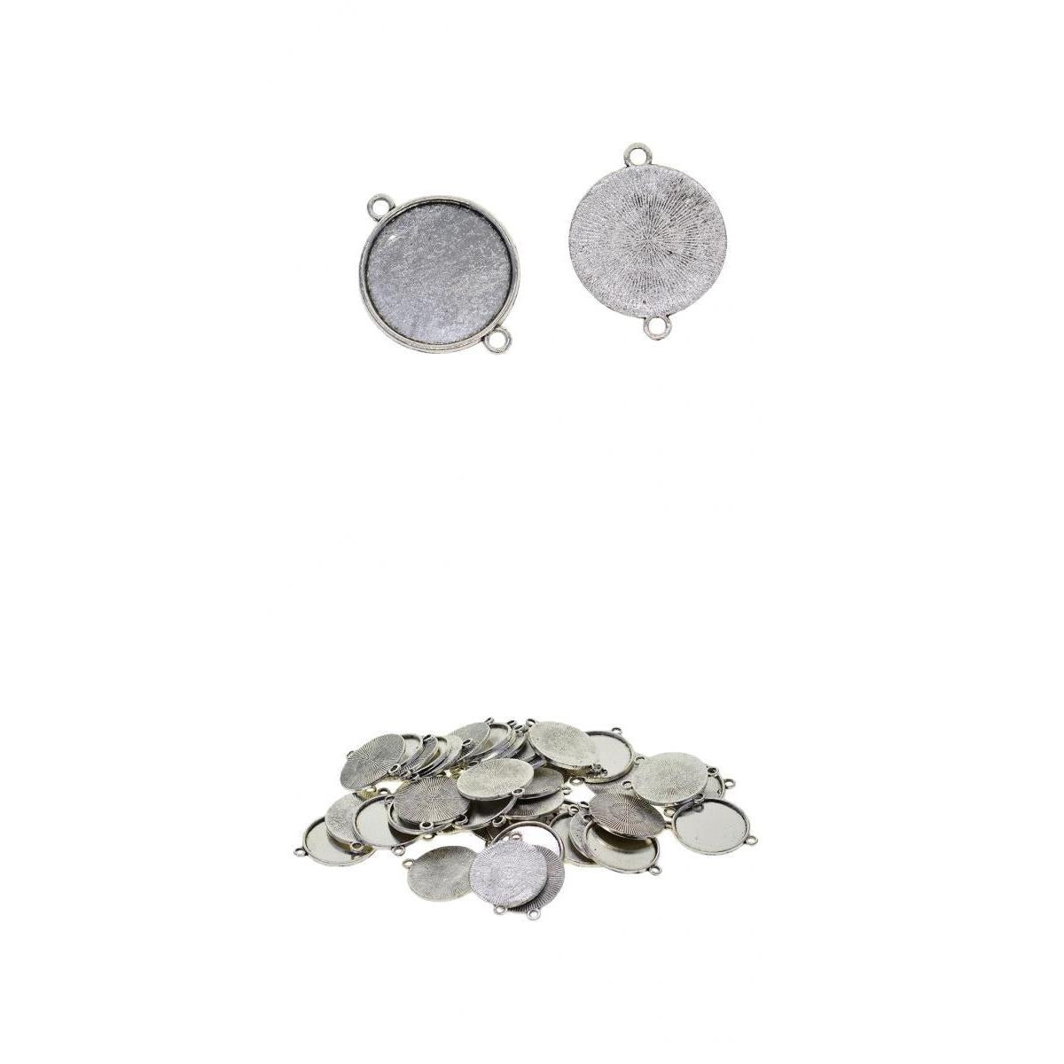 100Pc Tibetan Silver Round Pendant Blank Cabochon Base Setting Trays 12/20mm
