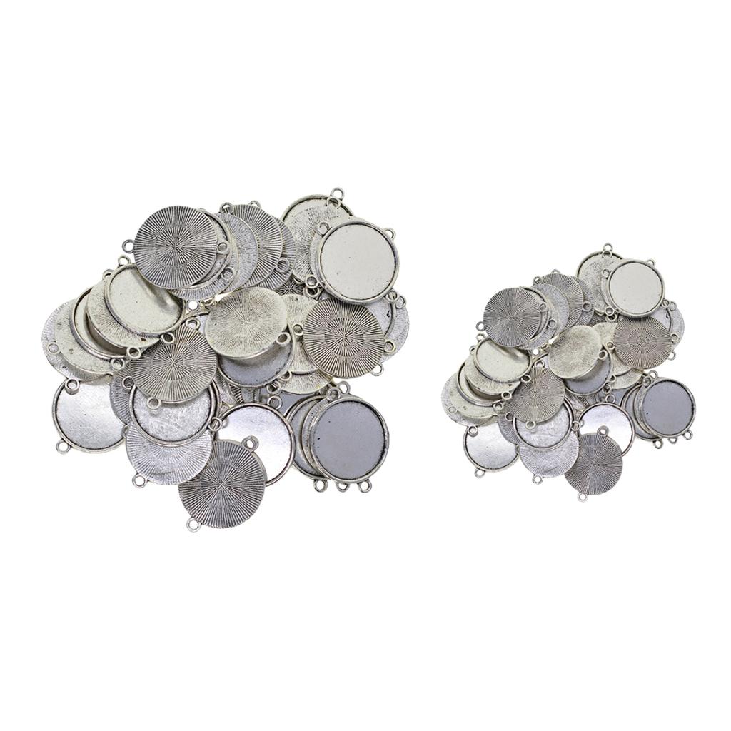100Pc Tibetan Silver Round Pendant Blank Cabochon Base Setting Trays 12/20mm