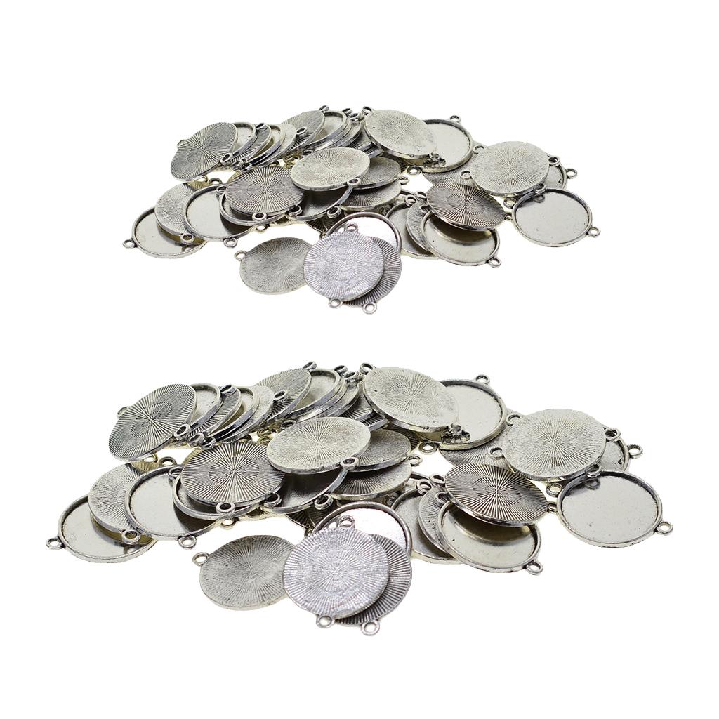 100Pc Tibetan Silver Round Pendant Blank Cabochon Base Setting Trays 12/20mm