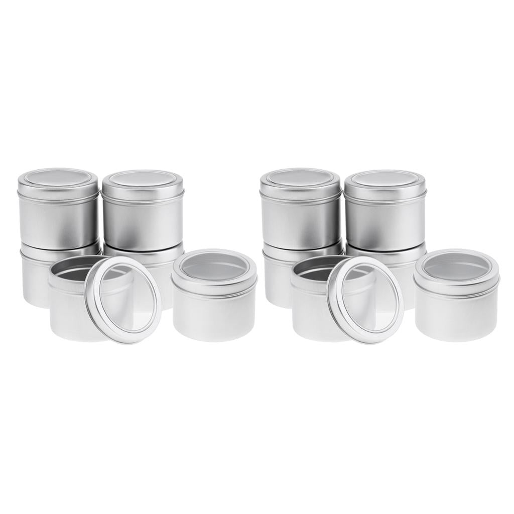 12Pcs Aluminum Round Tin,Jar,Bottle,Can,Storage Container With Screw Lid