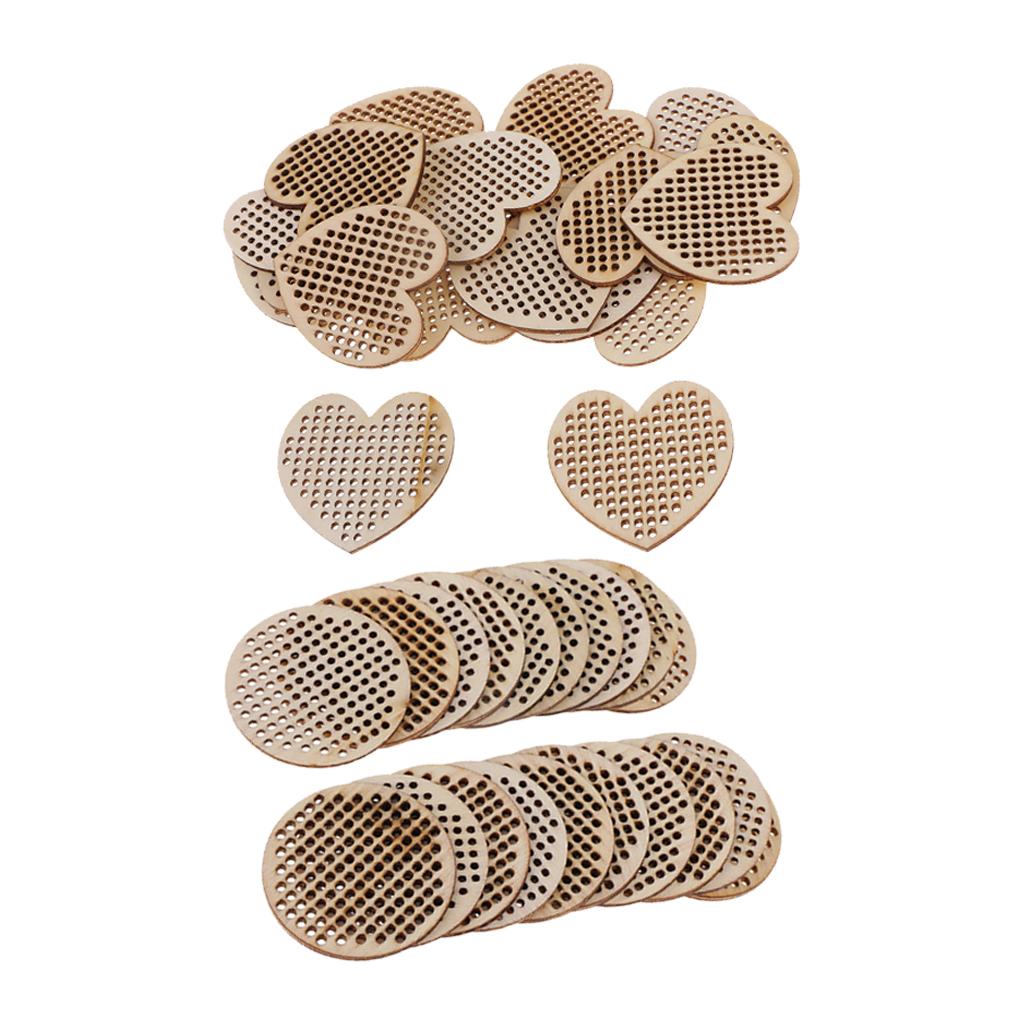 40 Pieces Natural Multi-hole Wooden Pendant Cross Stitch Board DIY Craft