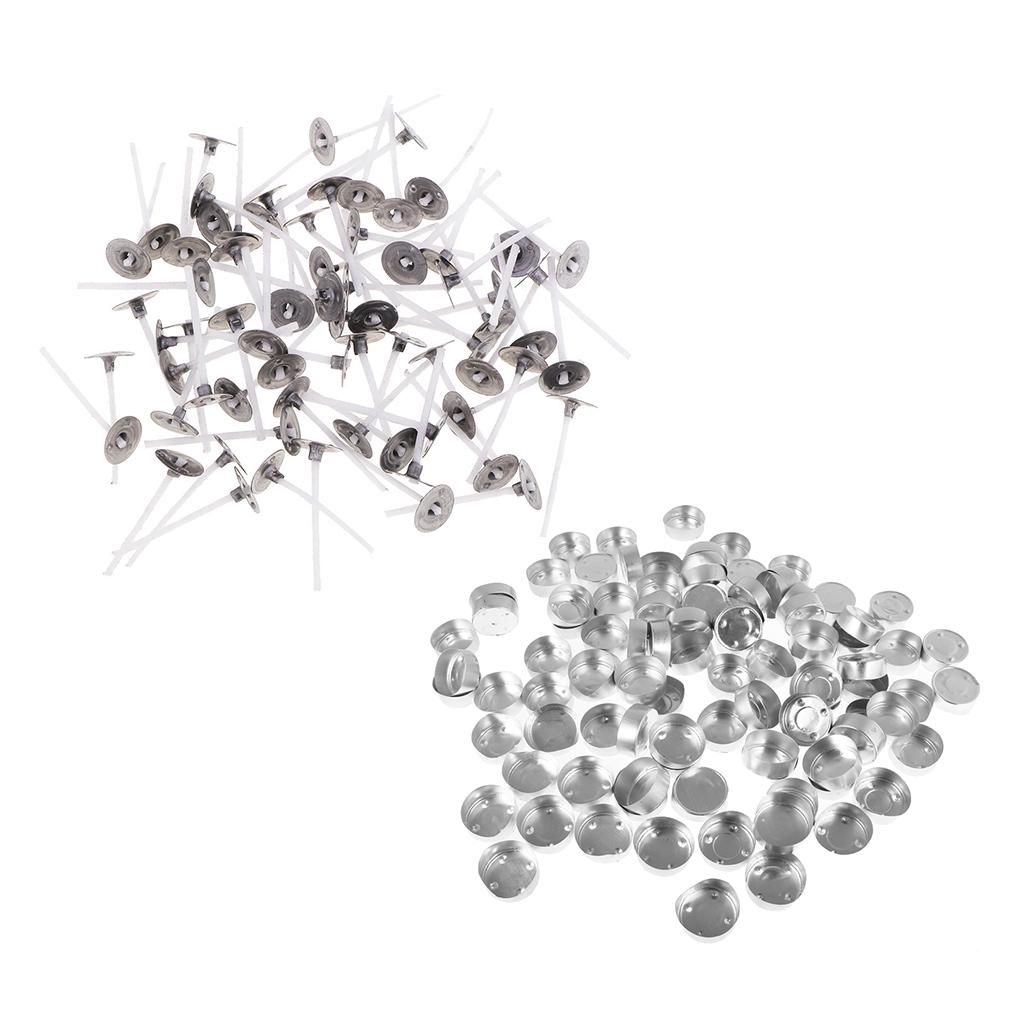200 Pcs Aluminium Tea Light Case Containers & Candle Wicks Candles Making