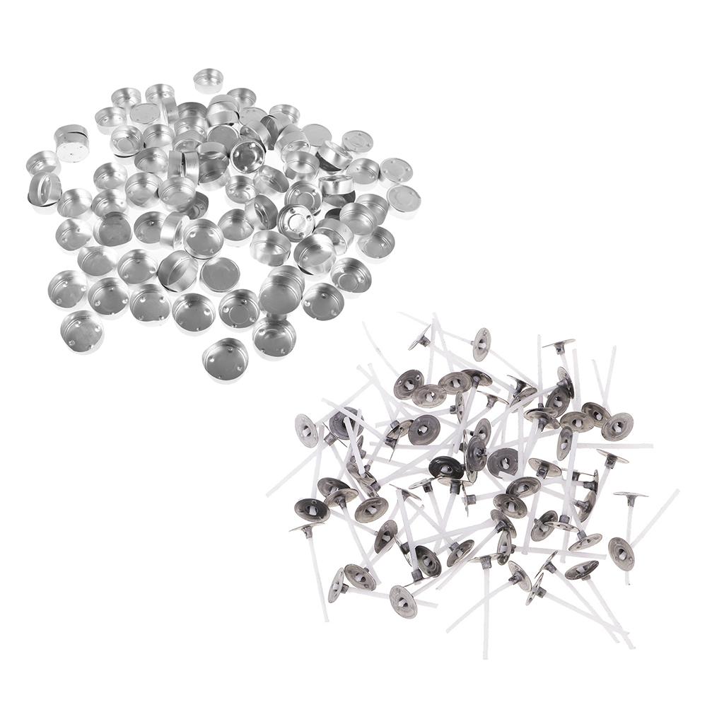 200 Pcs Aluminium Tea Light Case Containers & Candle Wicks Candles Making