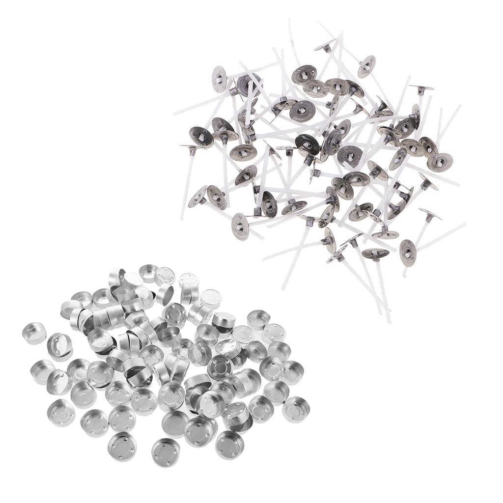 200 Pcs Aluminium Tea Light Case Containers & Candle Wicks Candles Making
