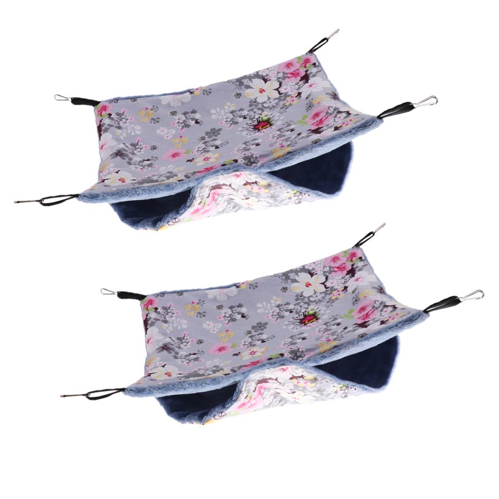 2pcs Pet Hamster Parrot Ferret Rabbit Squirrel Hammock Hanging Bed Mat