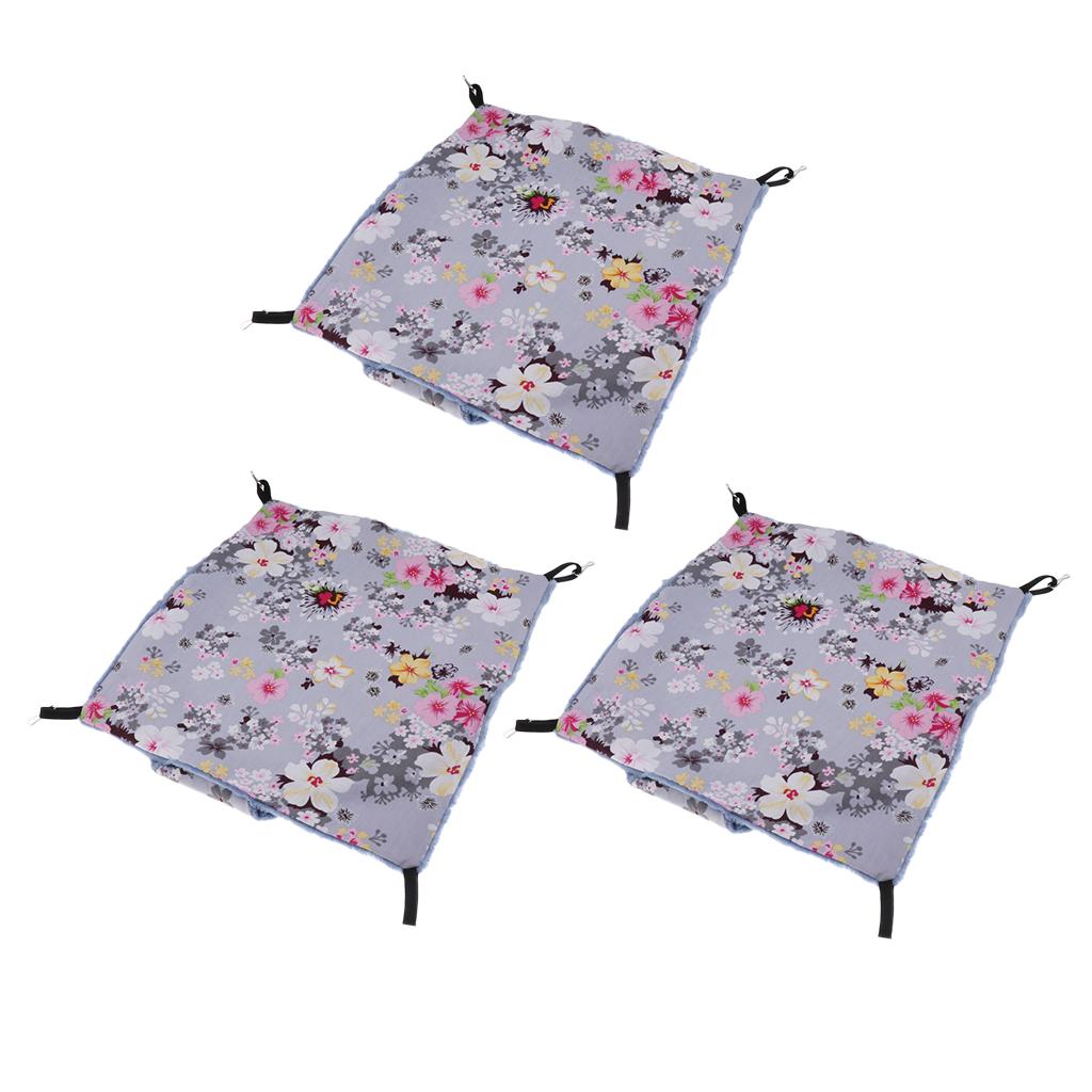3pcs Pet Hamster Parrot Ferret Rabbit Squirrel Hammock Hanging Bed Mat