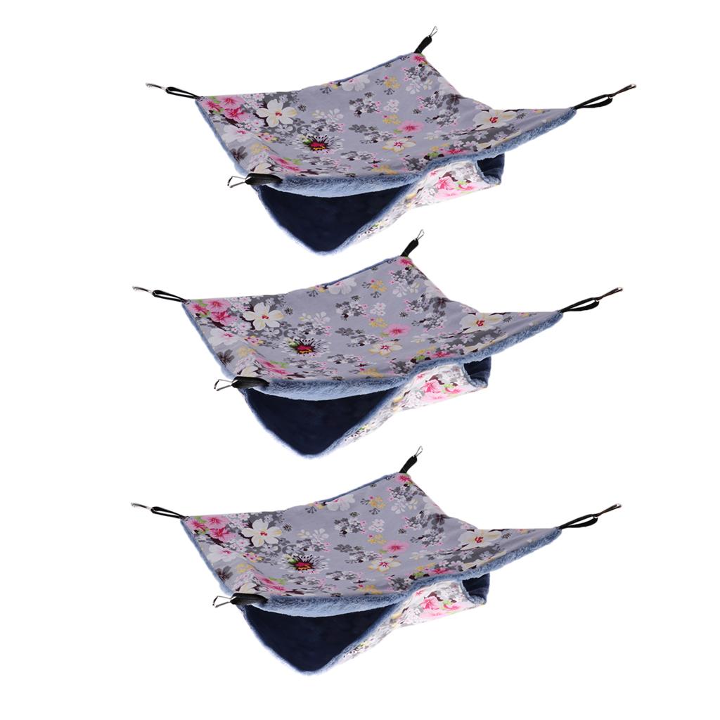 3pcs Pet Hamster Parrot Ferret Rabbit Squirrel Hammock Hanging Bed Mat