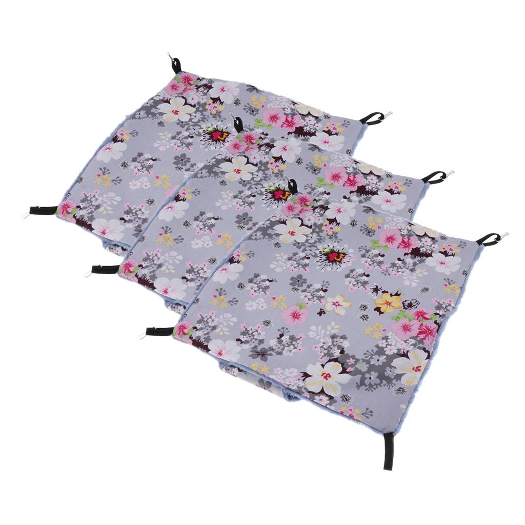3pcs Pet Hamster Parrot Ferret Rabbit Squirrel Hammock Hanging Bed Mat