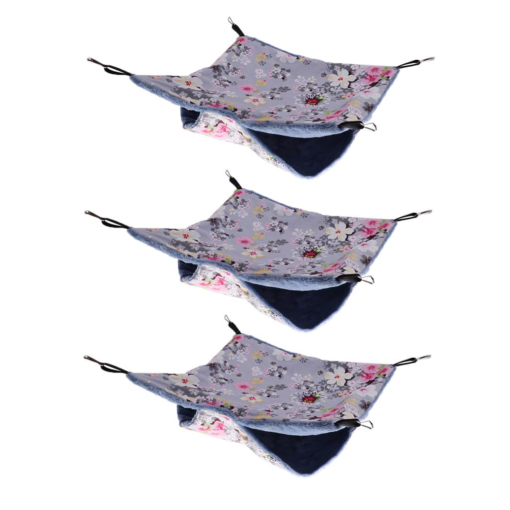 3pcs Pet Hamster Parrot Ferret Rabbit Squirrel Hammock Hanging Bed Mat