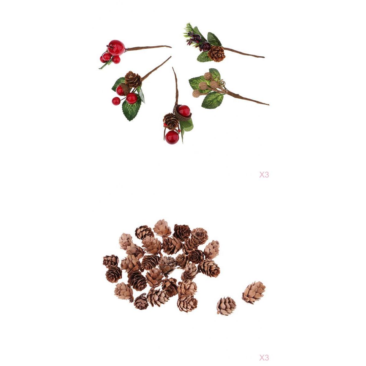 105 Pieces Shabby Chic Artificial Dried Flowers Natural Pine Cones Ornaments