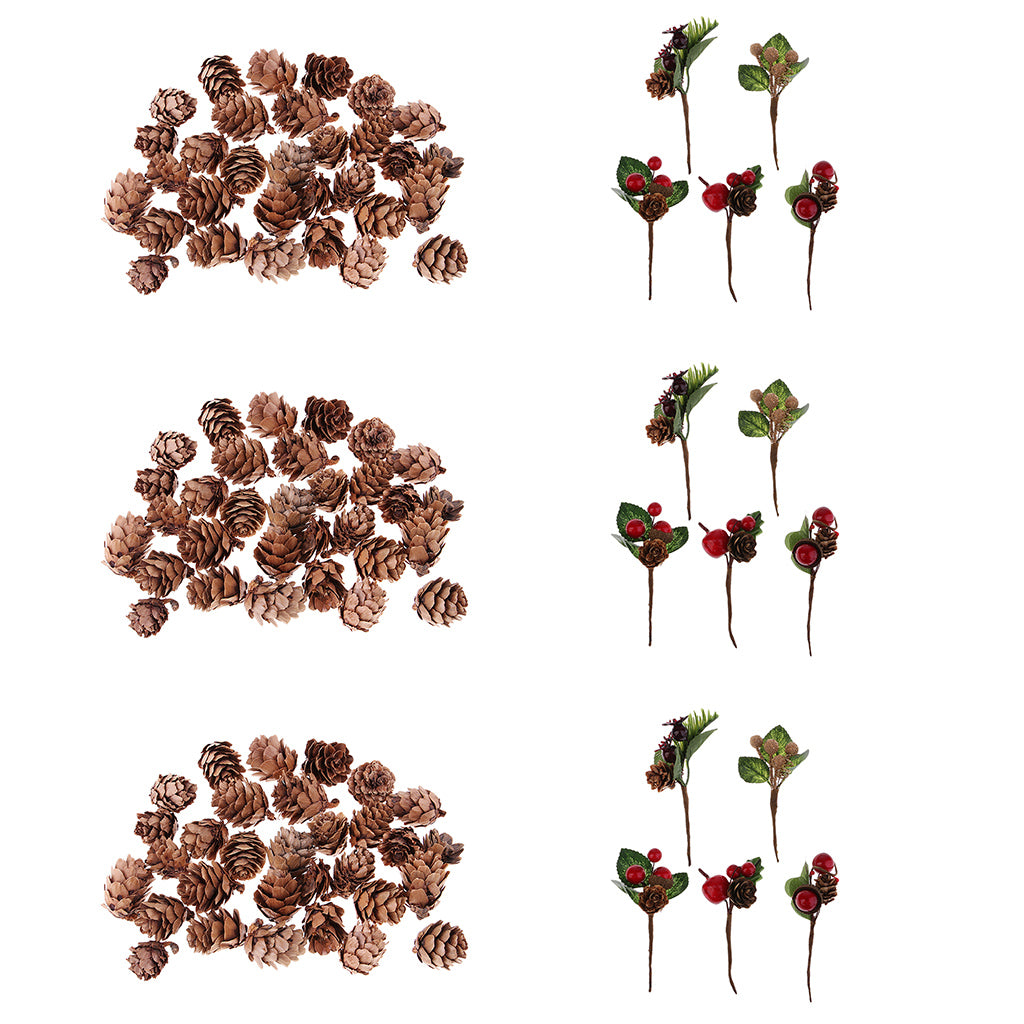 105 Pieces Shabby Chic Artificial Dried Flowers Natural Pine Cones Ornaments