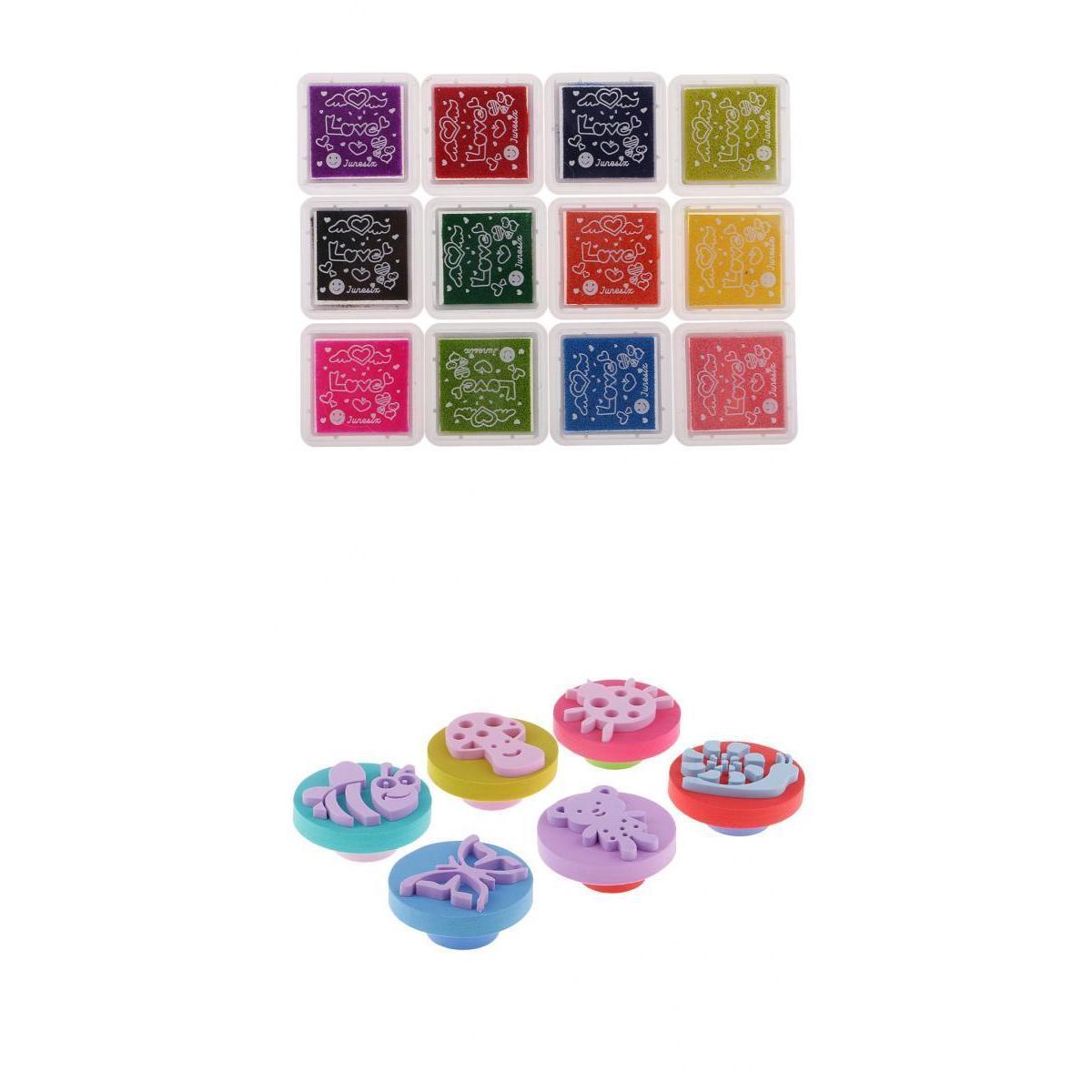 6x foam Painting stamp and 12x Ink Pad Stamp Kit for Kid Painting Crafts
