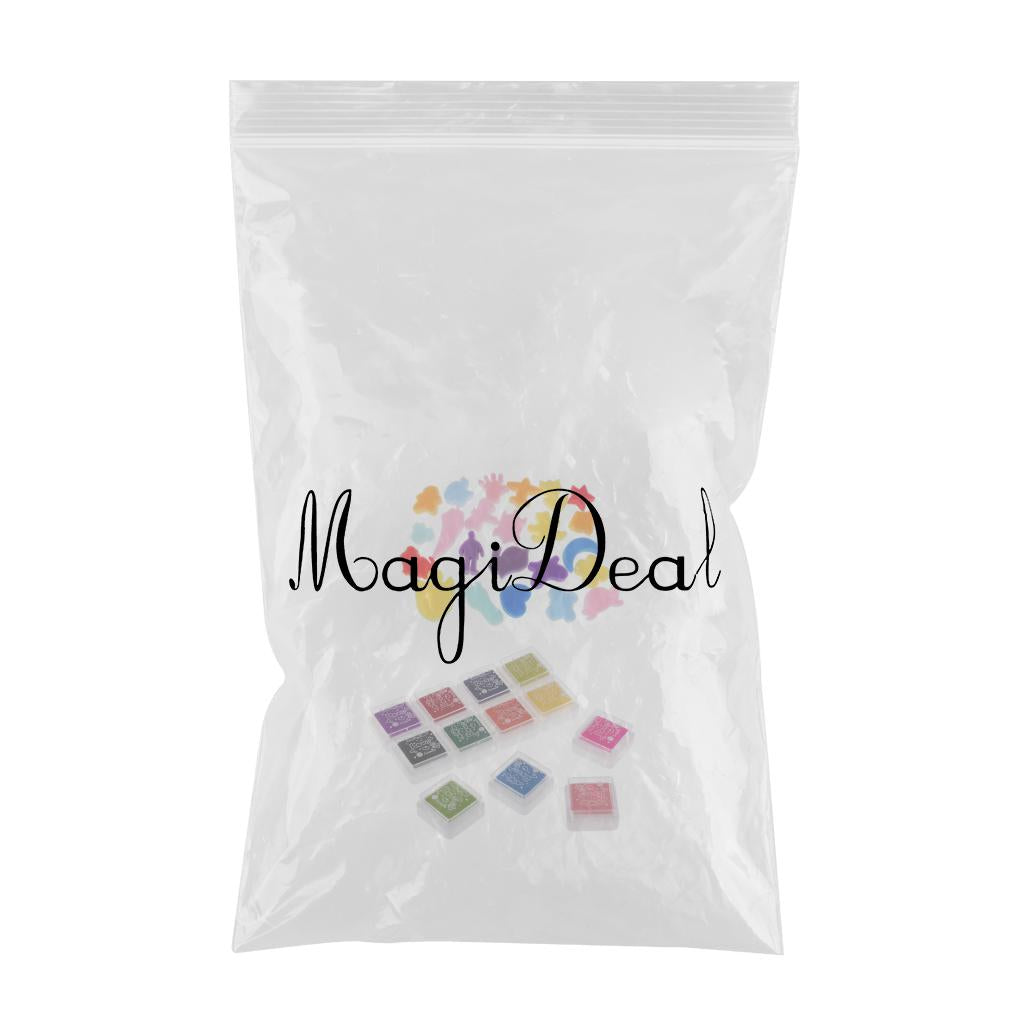 24x Sponge Painting Shape and 12x Ink Pad Stamp Kit for Kid Painting Crafts