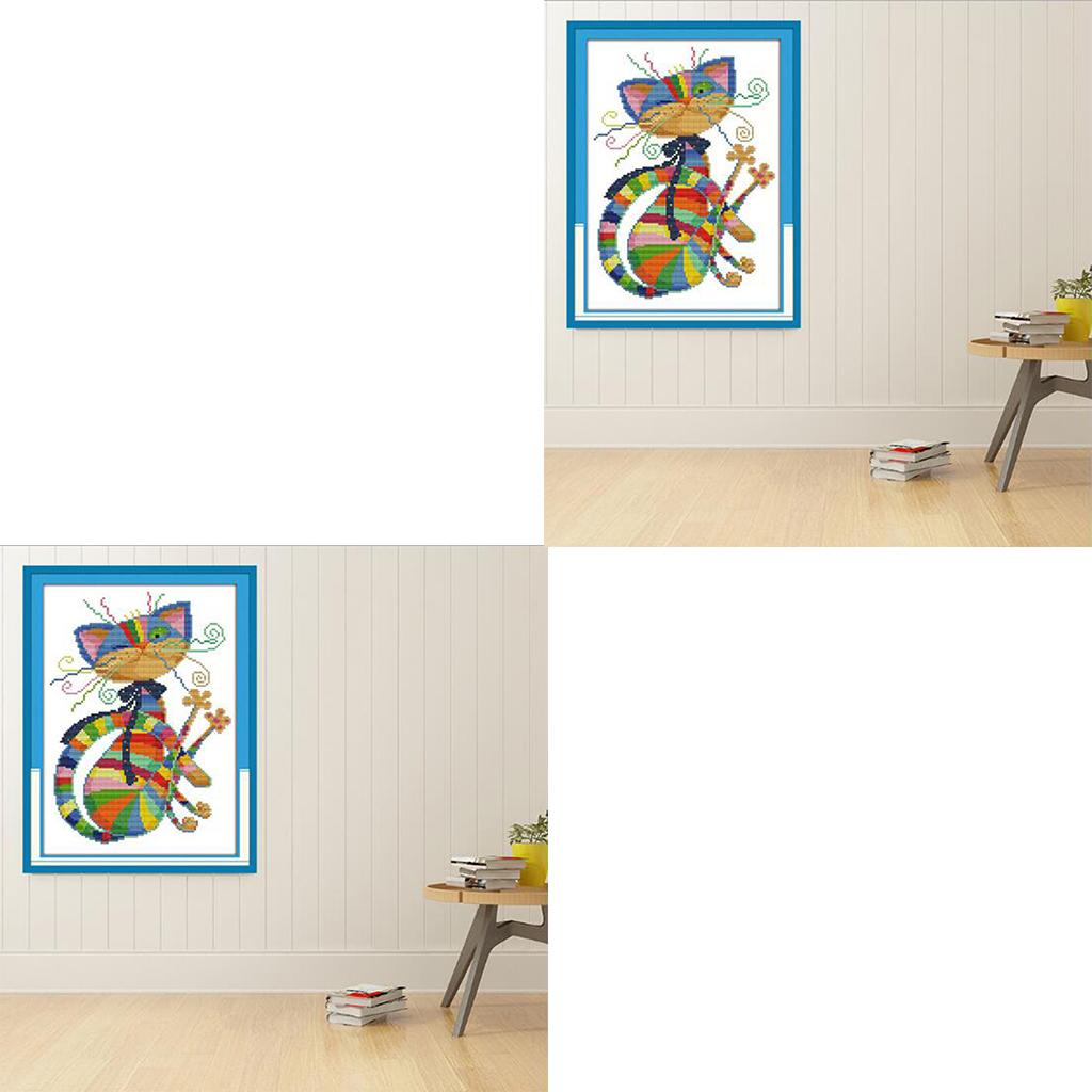 2pcs/set Colorful Cat Cross Stitch Chart Pattern Needlecafts For Beginners