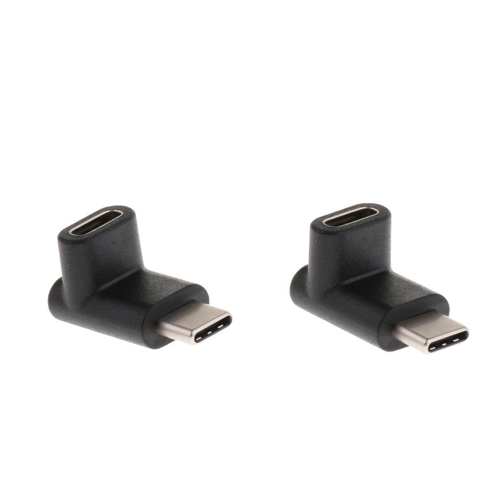 2Pcs 90 Right Angle USB3.1 Type-C Male to Female Adapter Converter for PC