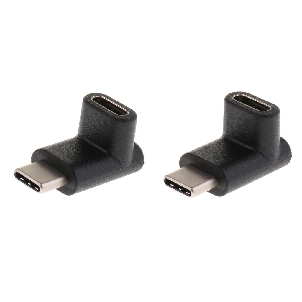 2Pcs 90 Right Angle USB3.1 Type-C Male to Female Adapter Converter for PC