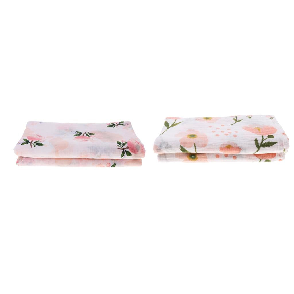 2Pcs Soft Muslin Baby Swaddling Blanket Newborn Cotton Swaddle Towel