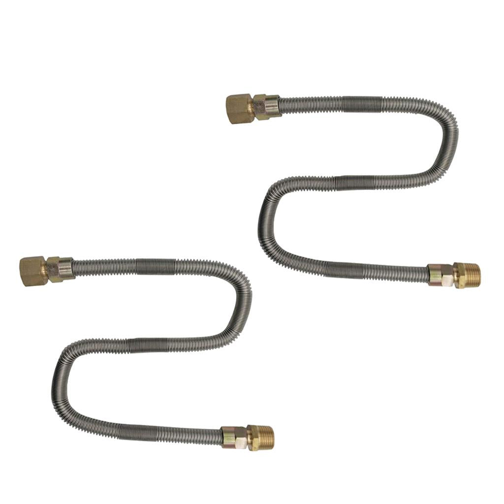 2pcs 1/2 Non-Whistle Flexible Flex Gas Line Connector Kit for NG or LP "
