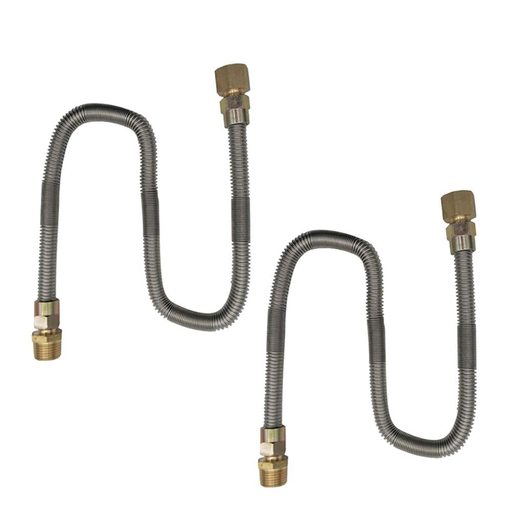 2pcs 1/2 Non-Whistle Flexible Flex Gas Line Connector Kit for NG or LP "