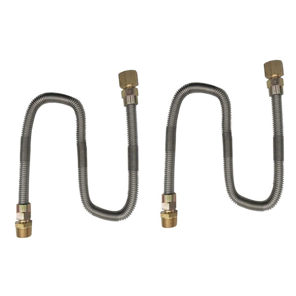 2pcs 1/2 Non-Whistle Flexible Flex Gas Line Connector Kit for NG or LP "