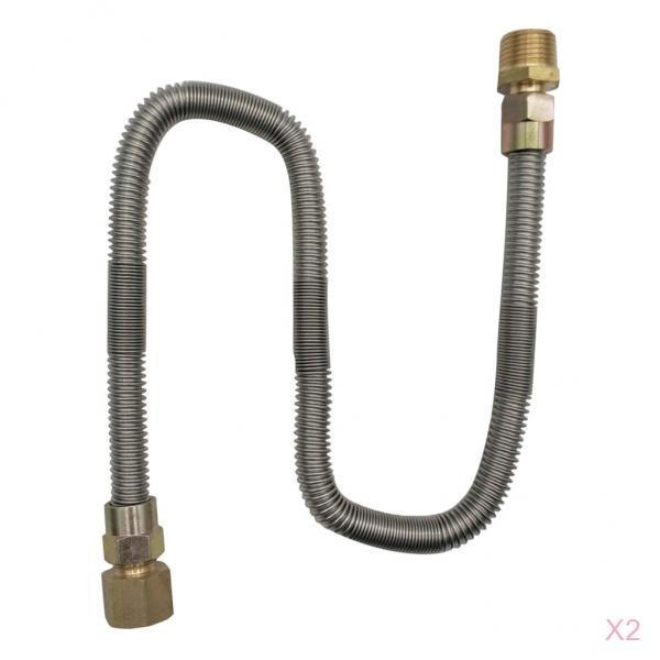 2pcs 1/2 Non-Whistle Flexible Flex Gas Line Connector Kit for NG or LP "