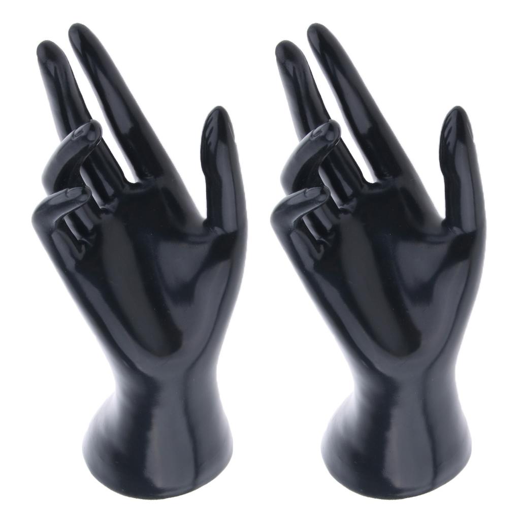 2Pieces Female Mannequin Hand for Jewelry Bracelet Ring Watch Display Black