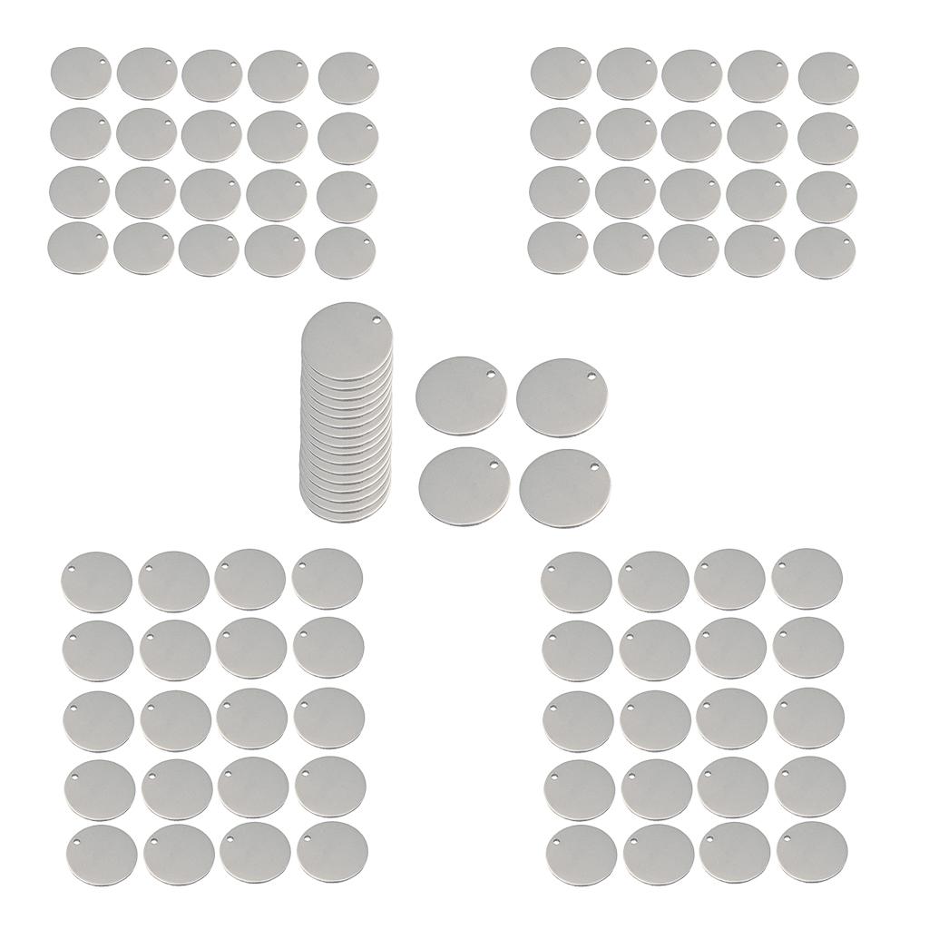 100x Round Stainless Steel Tag Findings Pet Identification label Blank 18mm