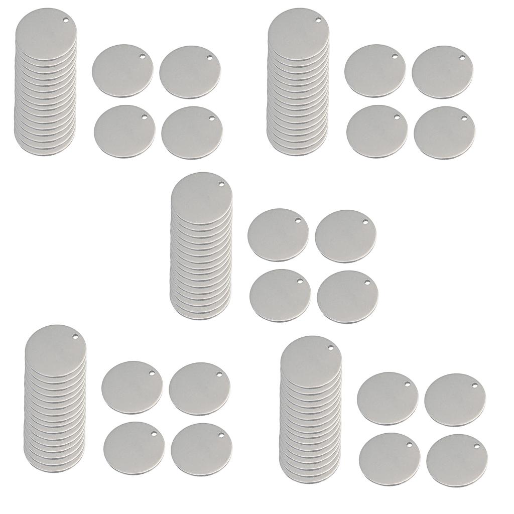 100x Round Stainless Steel Tag Findings Pet Identification label Blank 20mm