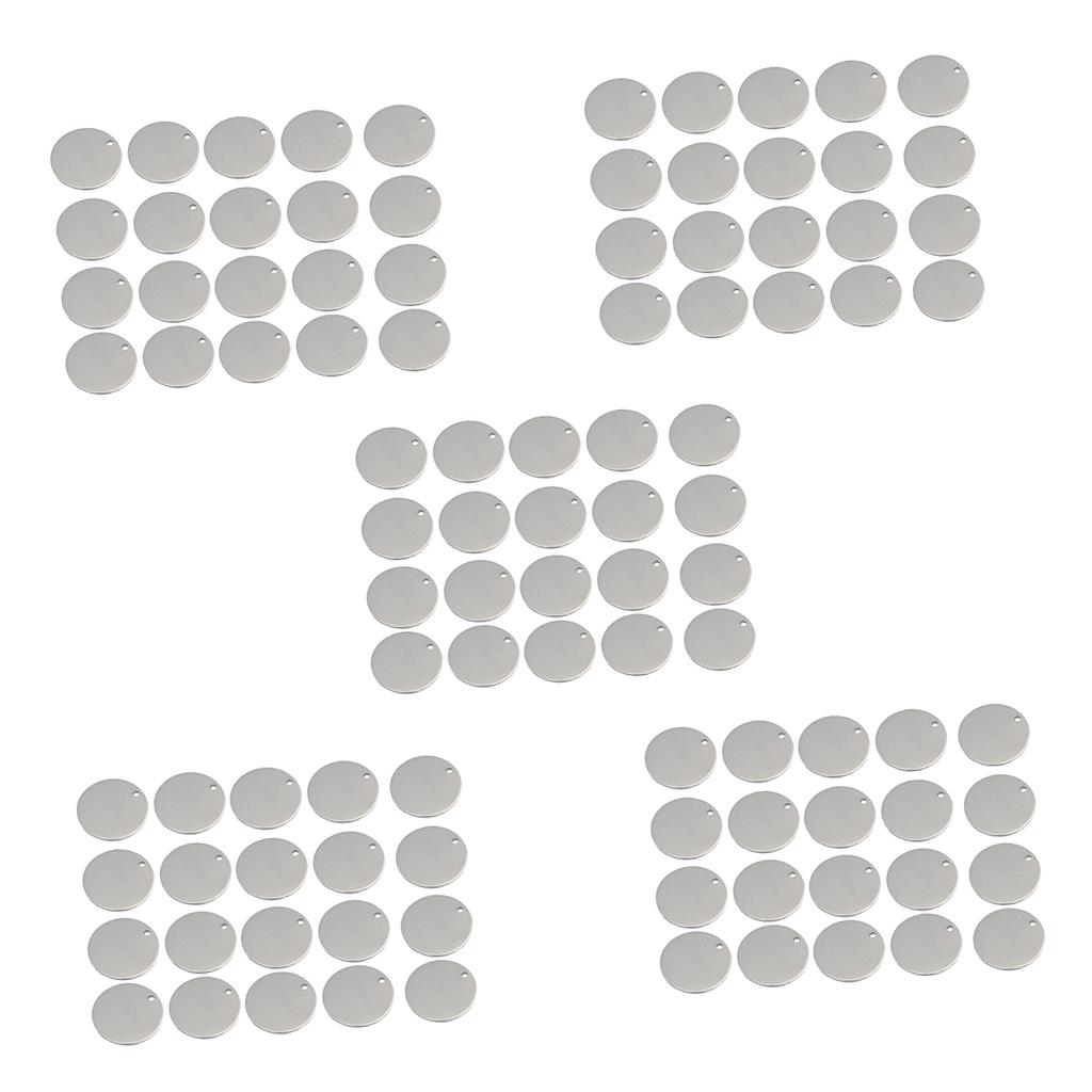 100x Round Stainless Steel Tag Findings Pet Identification label Blank 20mm