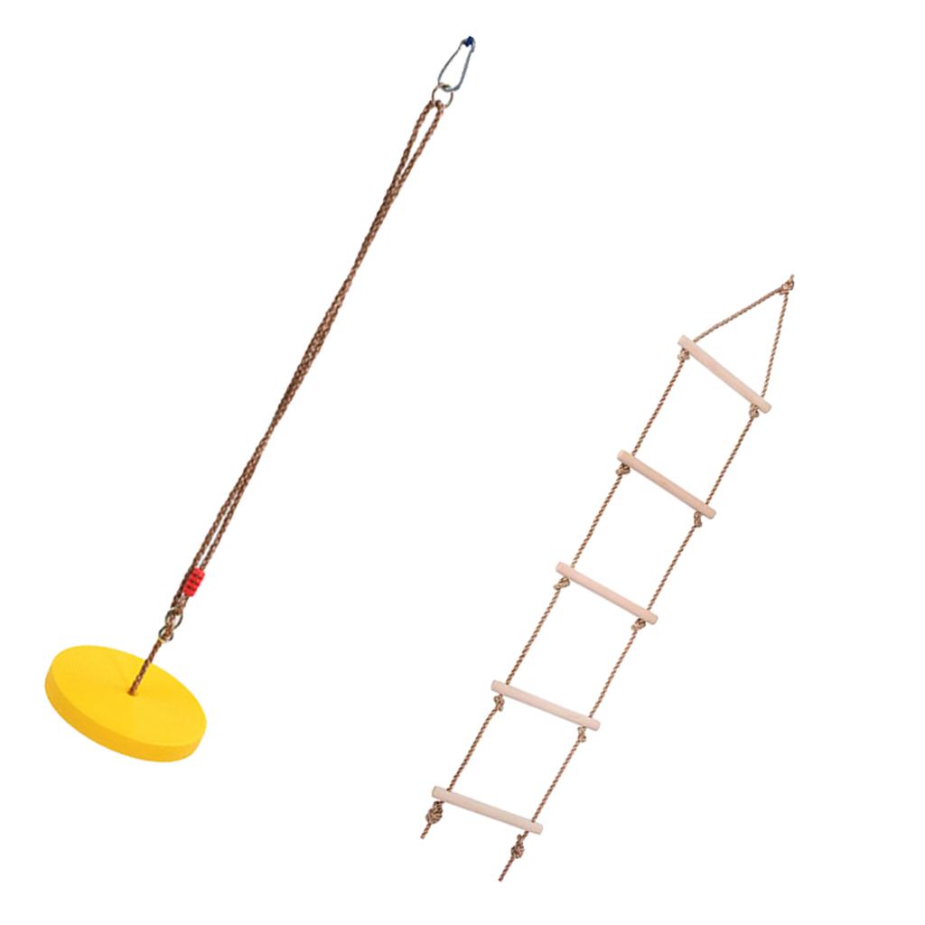 Climbing Ladder & Tree Hanging Disc Rope Swing Outdoor Toy for Kids - Yellow