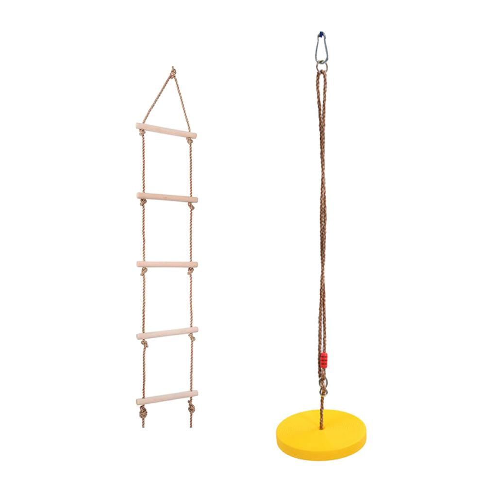 Climbing Ladder & Tree Hanging Disc Rope Swing Outdoor Toy for Kids - Yellow