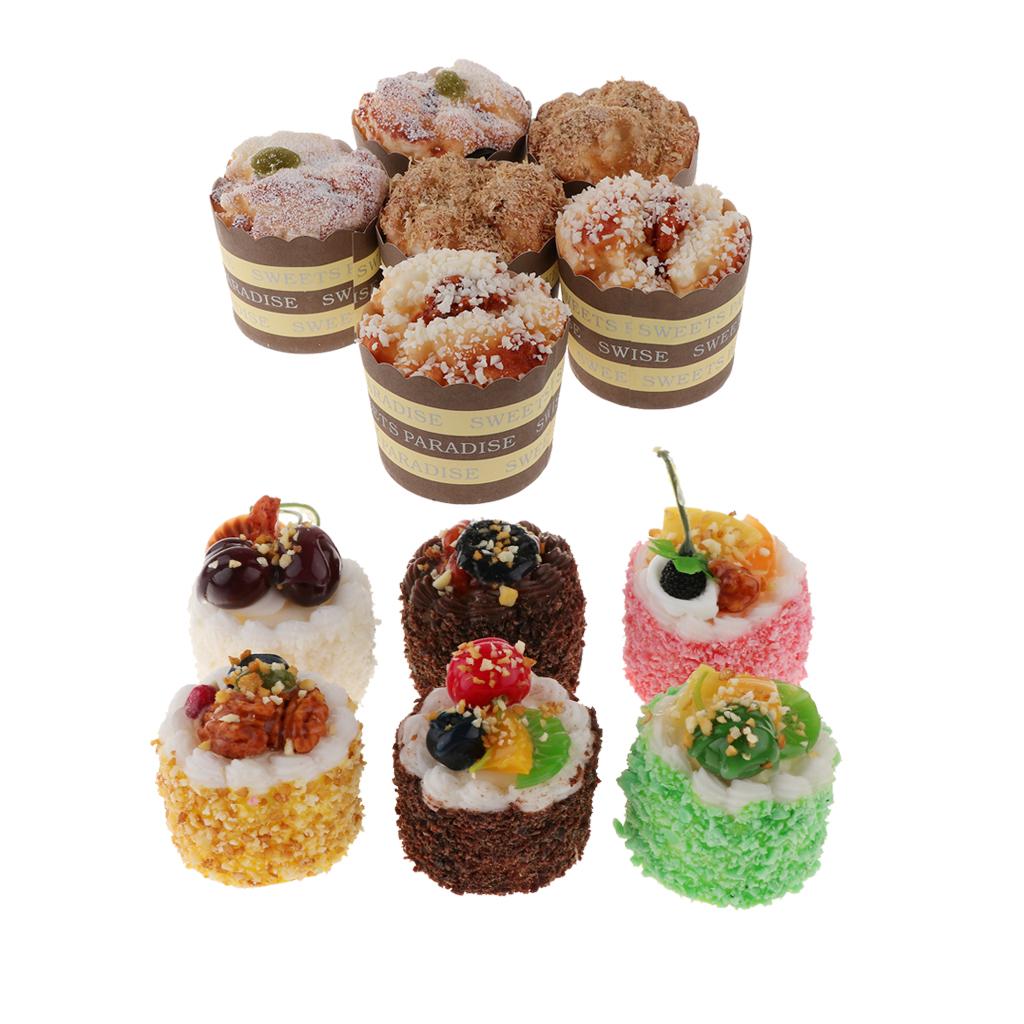 12Pcs Artificial Cake Simulation Realistic Food Cupcake Bread Dessert