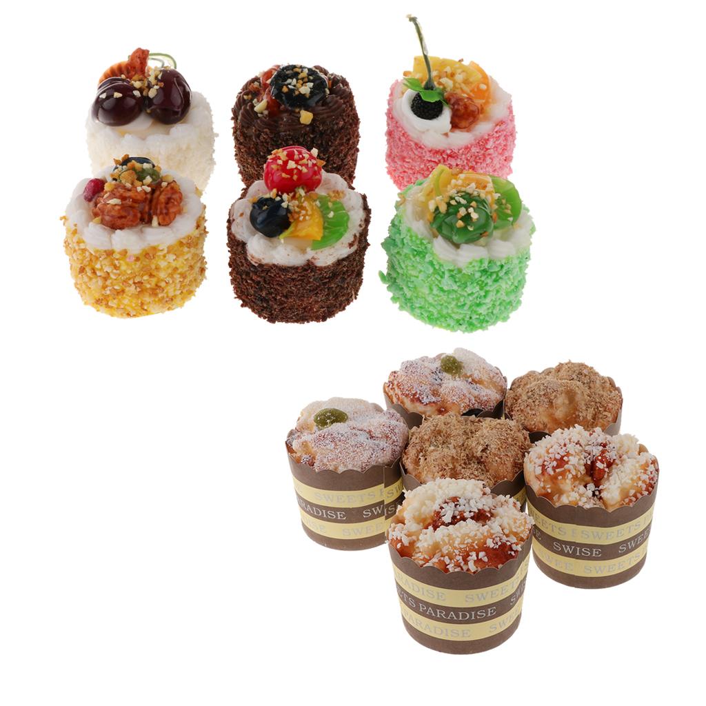 12Pcs Artificial Cake Simulation Realistic Food Cupcake Bread Dessert