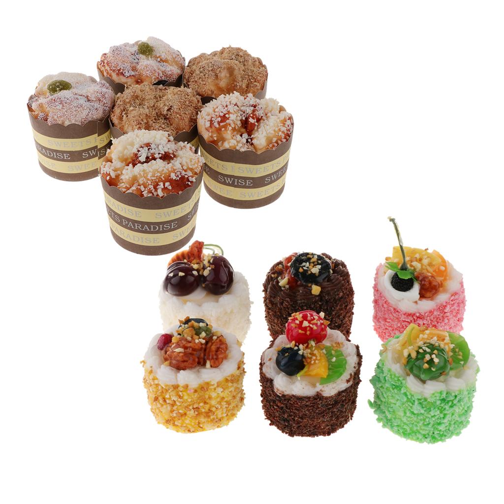 12Pcs Artificial Cake Simulation Realistic Food Cupcake Bread Dessert