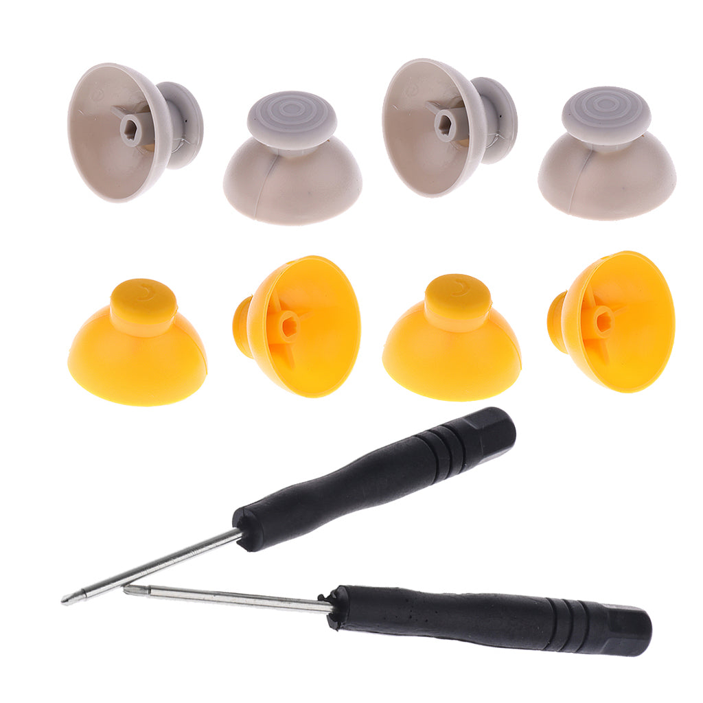 8x Joystick Caps Grey + Yellow for Nintendo GameCube NGC Controller + Tools