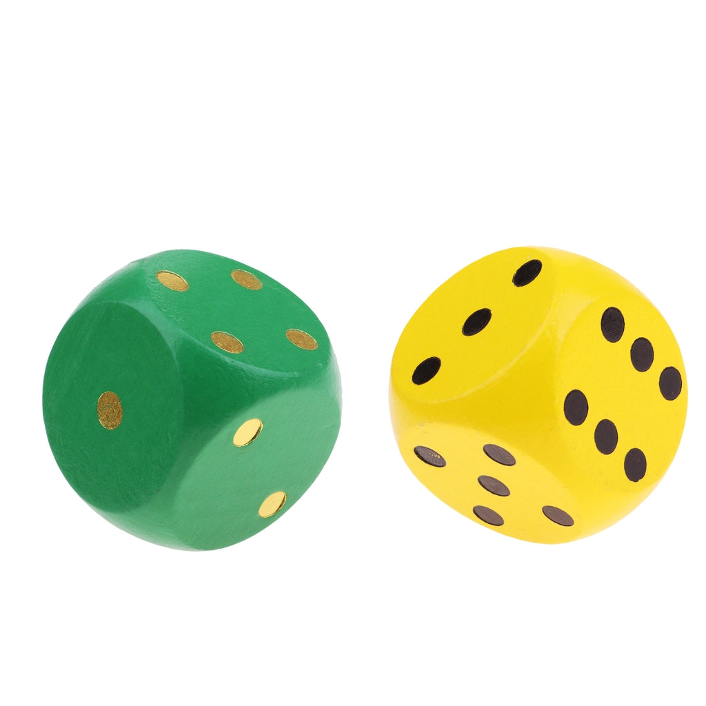 2 Pieces Extra Large Wooden Dice with Rounded Corner D6 Six Sided Dice 5cm