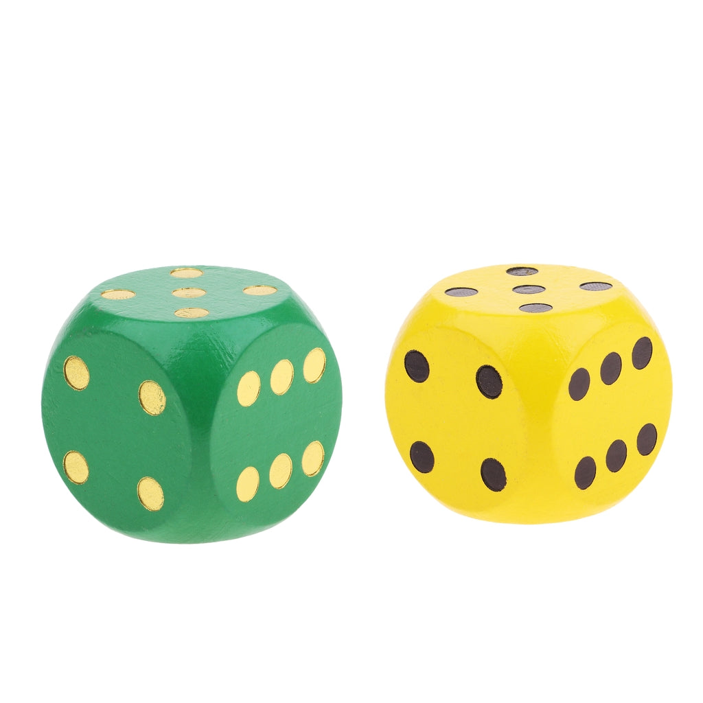 2 Pieces Extra Large Wooden Dice with Rounded Corner D6 Six Sided Dice 5cm