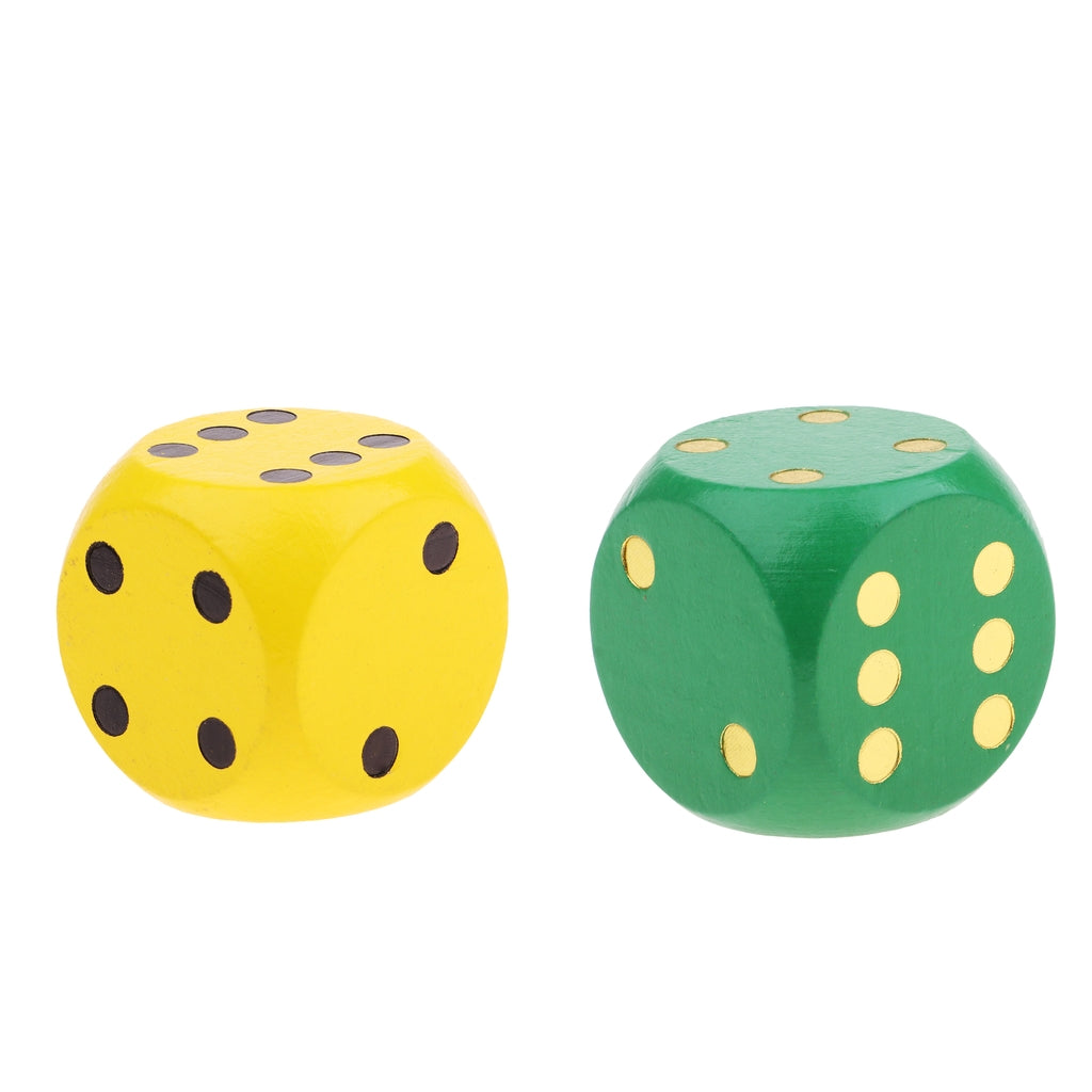 2 Pieces Extra Large Wooden Dice with Rounded Corner D6 Six Sided Dice 5cm
