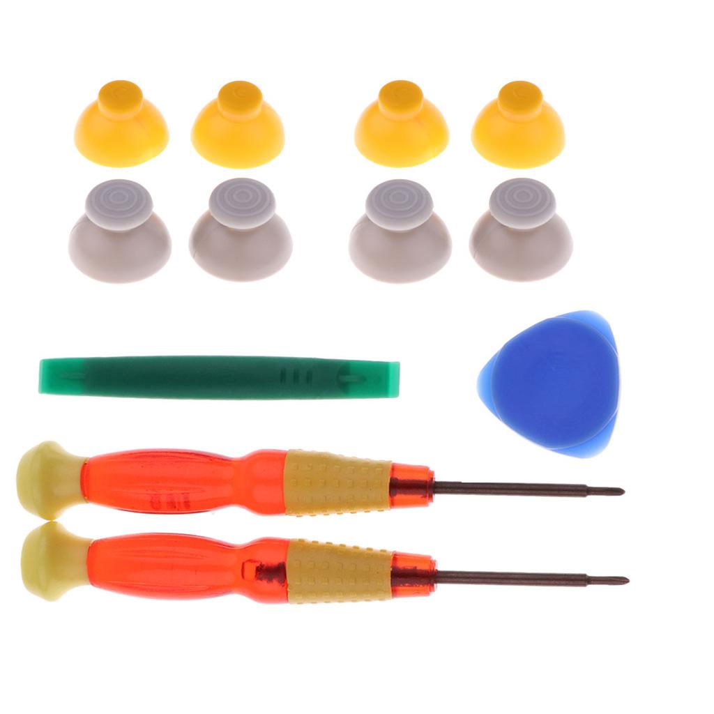 8x Replacement Joystick Caps Grey + Yellow for Nintendo GameCube NGC + Tools