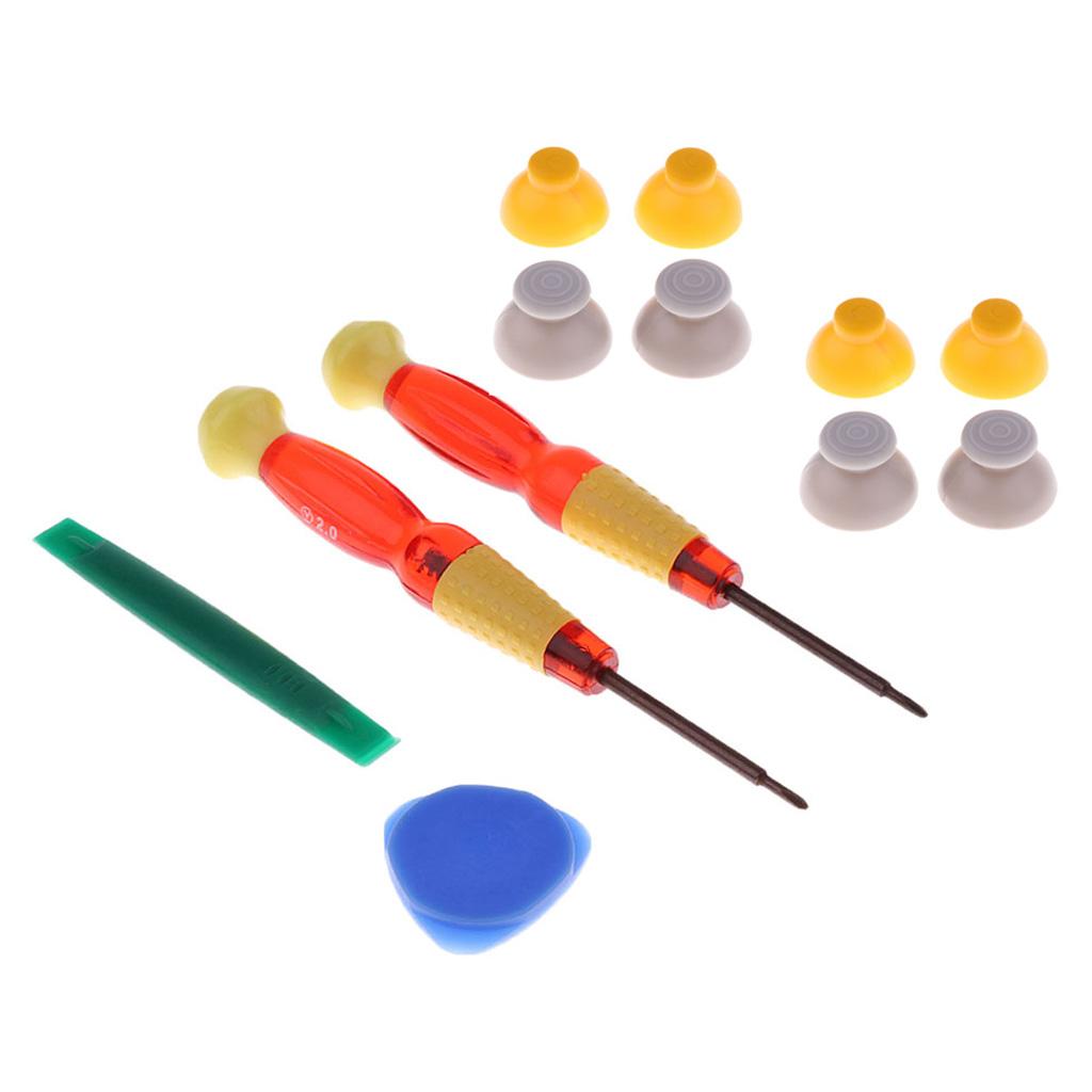 8x Replacement Joystick Caps Grey + Yellow for Nintendo GameCube NGC + Tools