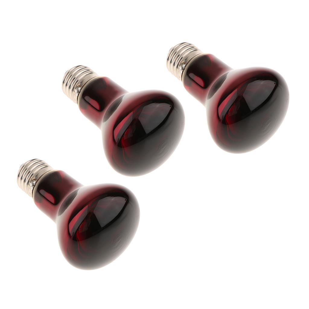 3 Pcs Reptile Amphibian Nightlight Infrared Light E27 Base Heat Lamp 75W