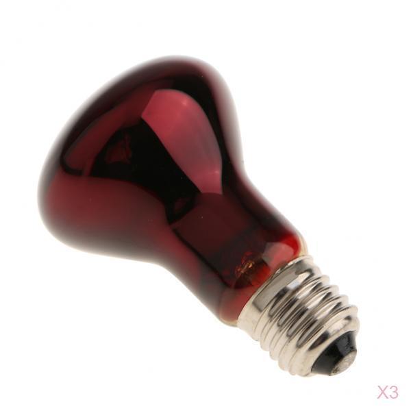 3 Pcs Reptile Amphibian Nightlight Infrared Light E27 Base Heat Lamp 75W
